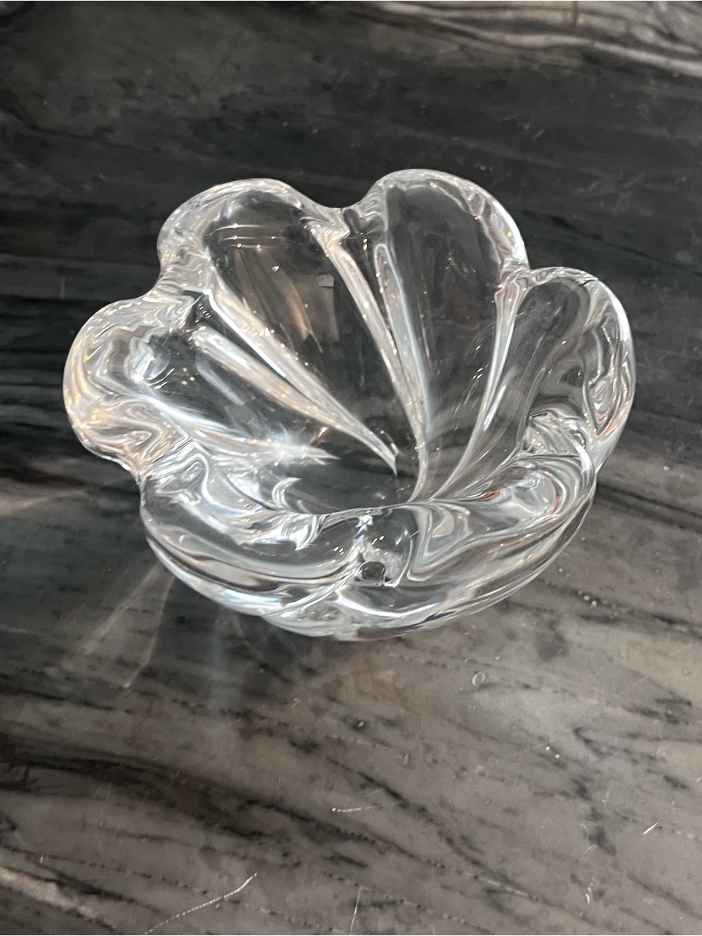Vintage Edvin Ohstrom Signed ORREFORS (Sweden) Crystal Waterfall Swirl Bowl